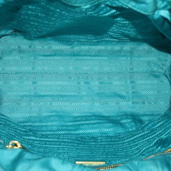 PRADA Quilted Hand Bag Nylon 2way Turquoise Blue Auth 40351 - Picture 10 of 16